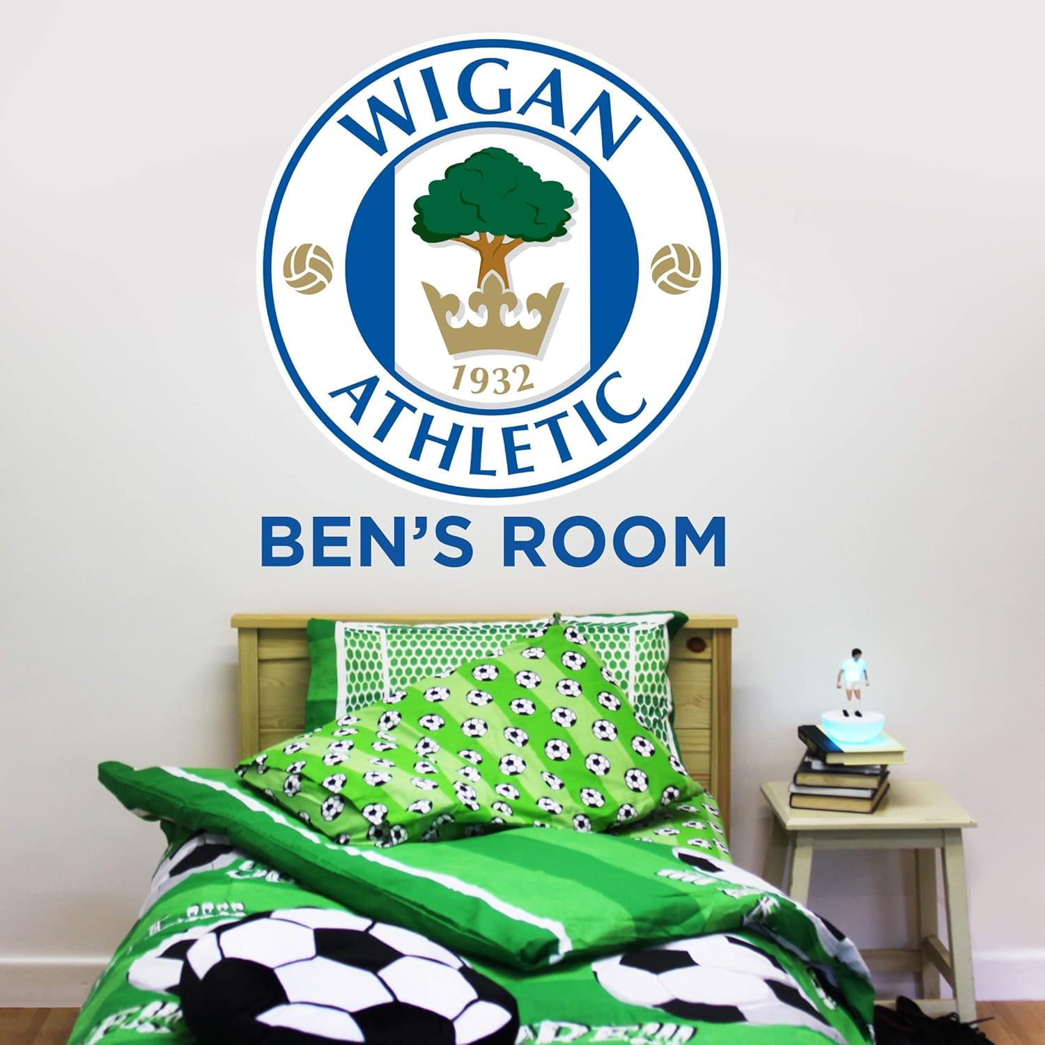 Wigan Athletic FC Crest and Personalised Name Wall Sticker (120cm Width x 120cm Height)
