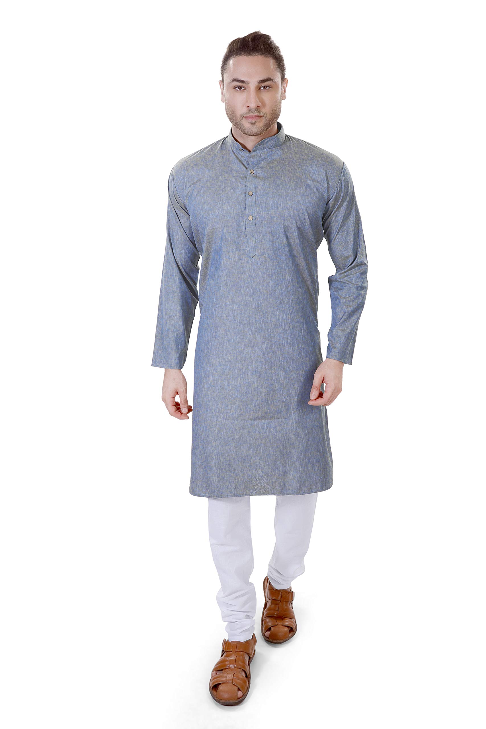 Luckwin Men's Cotton Linen Kurta Pyjama Set-picture-42