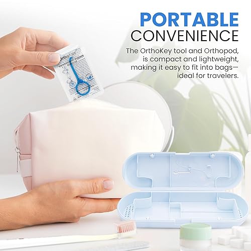 Miniatura 3 de OrthoKey Herramienta de extracción de alineador transparente y paquete de funda OrthoPod  Incluye 2 OrthoKeys azules y 1 funda OrthoPod azul polvo
