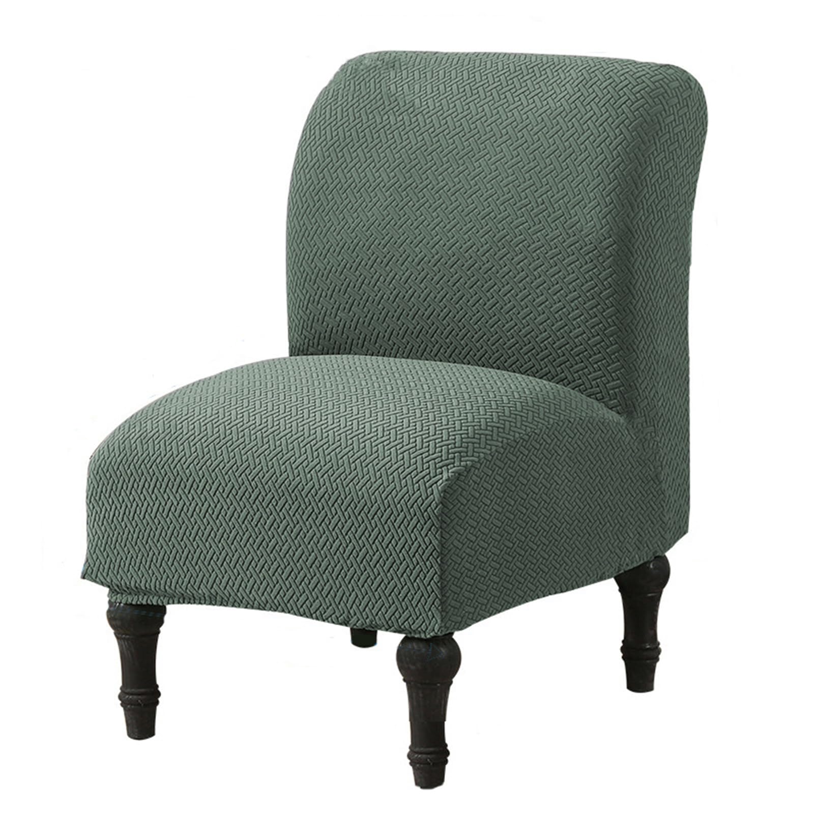 Funda de sillón sin brazos elástica verde para renovar sofás desgastados