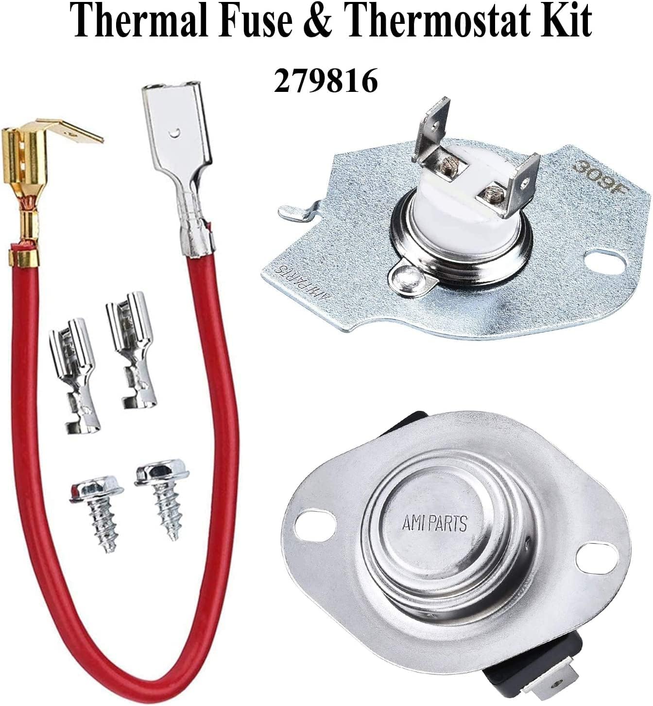 AMI PARTS 279838 W10724237 Dryer Heating Element compatible with Whirlpool Kenmore amana Electric Dryers replace ap3094254 3403585 Medc215ew1 Wed4815ew1 Ned4655ew1-1 YEAR WARRANTY