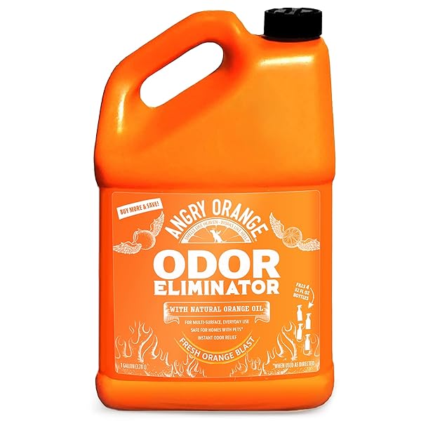 Angry Orange Pet Odor Eliminator for Dog and Cat Urine, Carpet Stains, and Strong Smells – Citrus Cleaner with Natural Orange Oil – 1 Gallon