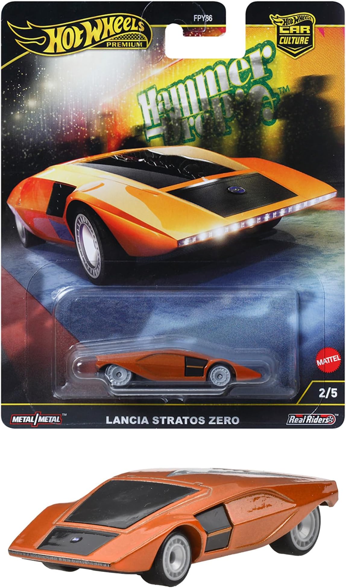 Car Culture Hammer Drop Lancia Stratos Zero Ride On Toy Mini Car Ages 3+ Orange HRV77