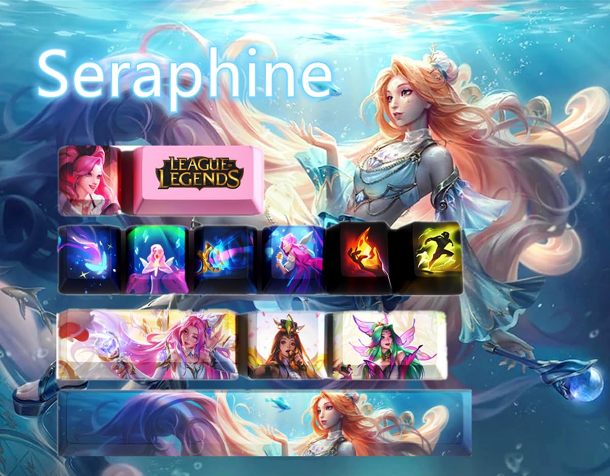 Ensemble de touches Seraphine pour League of Legends - Ensemble de 12 touches pour claviers mécaniques de jeu MX - Profil OEM (Seraphine)