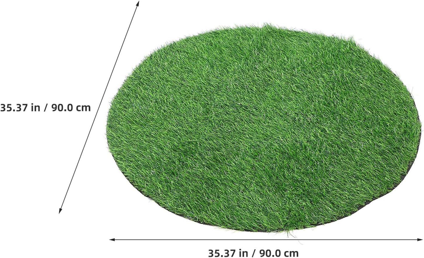 Kisangel Artificial Grass Outdoor Rug for Patio and Lawn, 90cm Diameter Round Faux Greenery Mat with 2.5cm Pile Height, Decorative Fake Grass Pad Suitable for Garden and Pet Areas