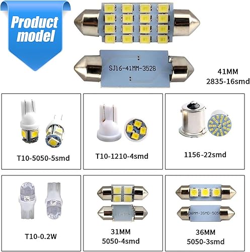 Miniatura 4 de Juego de 42 luces LED de cúpula para automóvil, 12 V 5050, impermeables, accesorios de luz de matrícula de vehículo, kit universal de repuesto de