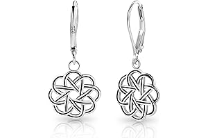 14K Gold Trendy Celtic Knot Leverback Dangle Earrings