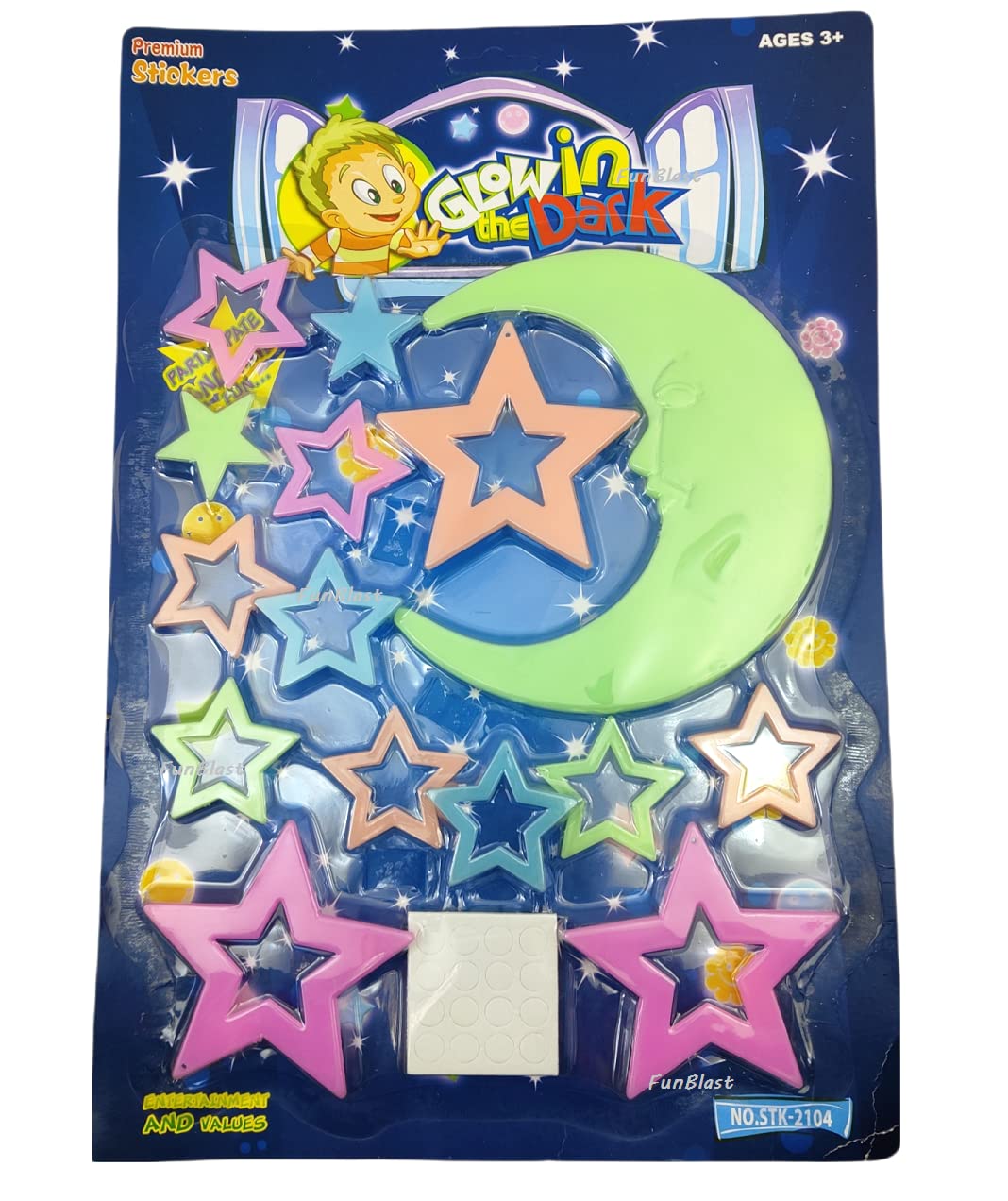 FunBlast Glow in The Dark Radium Sticker Moon and Star Shaped
