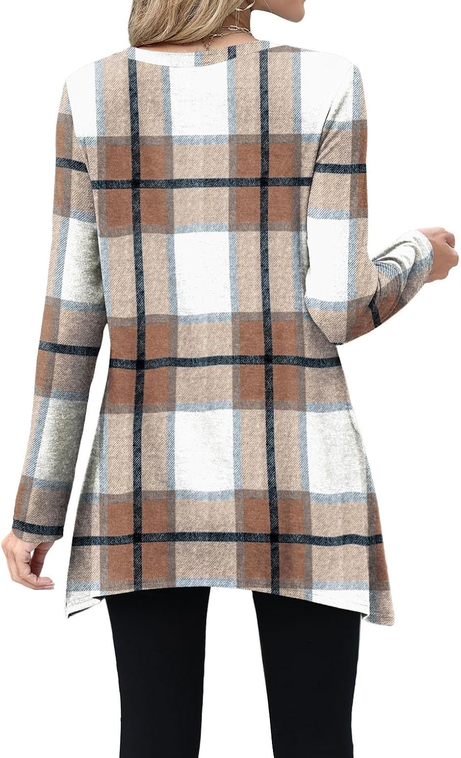 XIEERDUO Womens Tunic Tops Long Sleeve Crew Neck High Low Hem Loose Fit Shirts Blouses with Pockets - Image 5