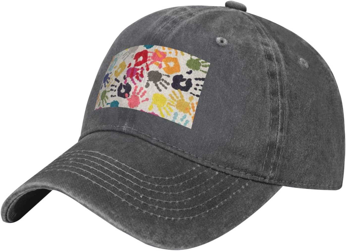 Hand Print Print Cowboy Hat Personalized Baseball Cap Fashion Hat Cap Funny Gifts for Women Men Deep Heather