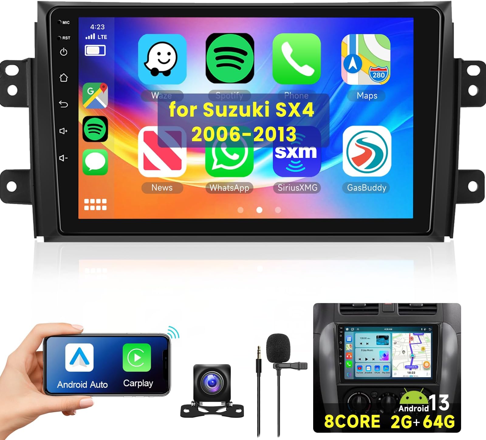 2+64G Autoradio per Suzuki Swift 2003-2010 con Apple Carplay Android