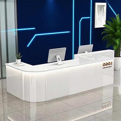 Reception Desk with Counterr, Lockable Drawers and Storage,Shopping Mall Office Cashier Receptionist Desk for Receptionists in Offices, Retail Stores, Lobbies, Shops