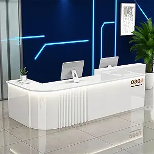 Reception Desk with Counterr, Lockable Drawers and Storage,Shopping Mall Office Cashier Receptionist Desk for Receptionists in Offices, Retail Stores, Lobbies, Shops