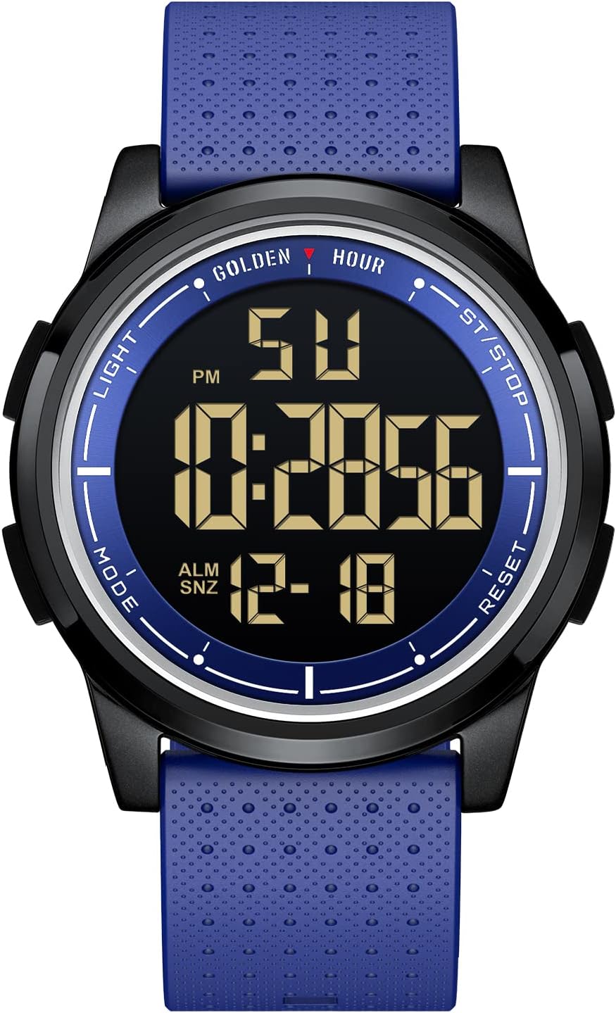 Ultra-Thin Minimalist Sports Waterproof Digital Watches Men with Wide-Angle Display Rubber Strap Wrist Watch for Men Women