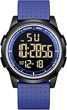 GOLDEN HOUR Men's Ultra-Thin Waterproof Digital Watch with Wide Angle Display Rubber Strap for Men Women