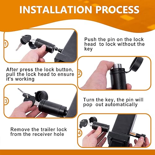 Miniatura 6 de Cerraduras de enganche para remolque, cerradura de enganche con pasador largo de 58 pulgadas de diámetro y 3-12 pulgadas de largo, se adapta a