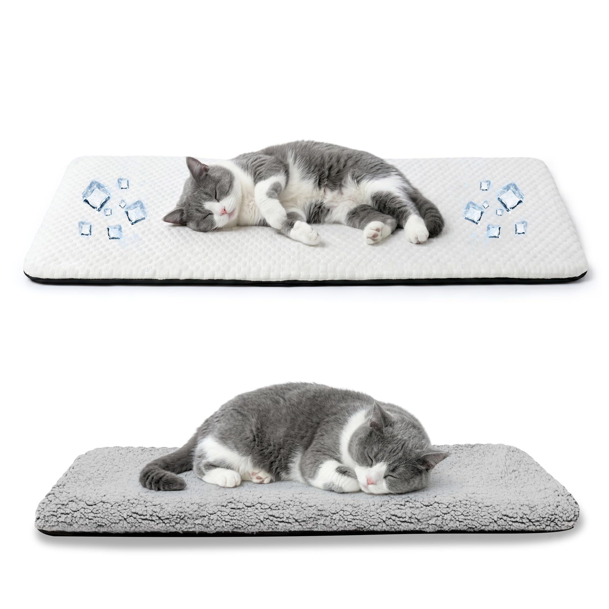 Pet Prime Fensterliege für Katzen, Kühlmatte für Katzen,rutschfestes Katzenbett mit 2 Bezügen (kühl & warm), 90x28 cm, machinenwaschbar, grau