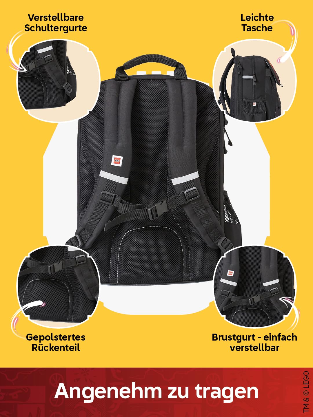 LEGO® NINJAGO® Schulranzen Jungen 1. Klasse Set Red –6-teilig LEGO NINJAGO Set mit Schulrucksack Jungen, Turnbeutel, Federmäppchen Junge, Geldbörse & Sporttasche