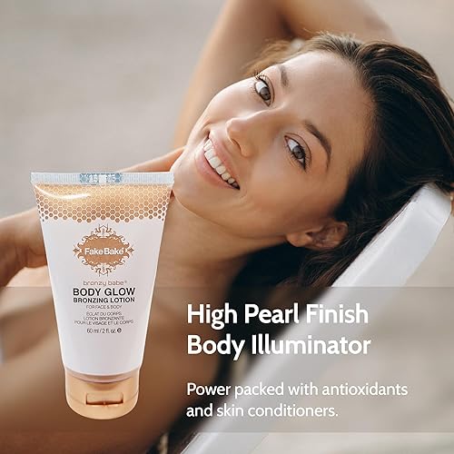 Miniatura 4 de Fake Bake Bronzy Babe Body Glow - Loción hidratante teñida para rostro y cuerpo, iluminador, maquillaje e hidratación para el cuidado de la piel,