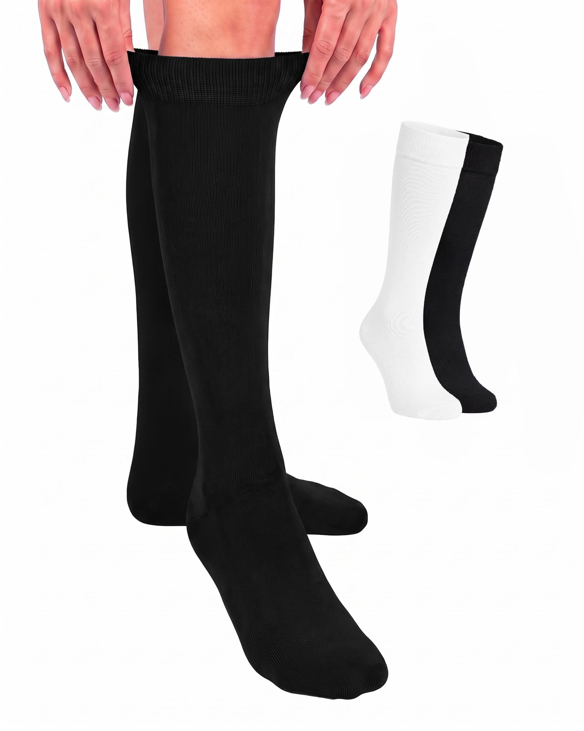 Hugh Ugoli Women Cotton Knee High Socks, 4 Pairs, Long Dress School Uniform
