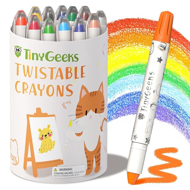 Crayones Retráctiles No Tóxicos y Lavables para Niños, 12 Unidades