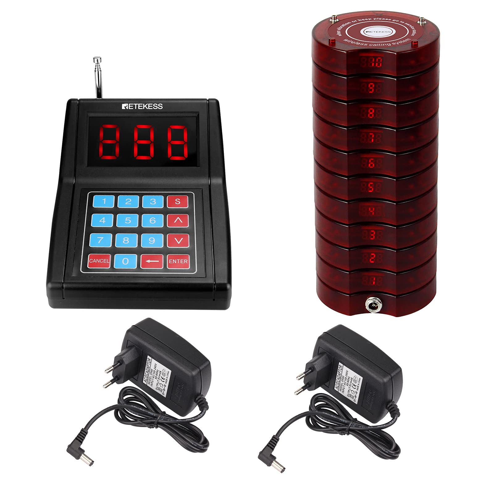 Retekess TD165 Cercapersone Ristorante Wireless, 300M 999 Canali Pager Ristorante, 3 Modalità di Chiamata, Indicatore di Batteria Scarica, Chiama persone Ristorante, Bar, Fabbrica, Clinica