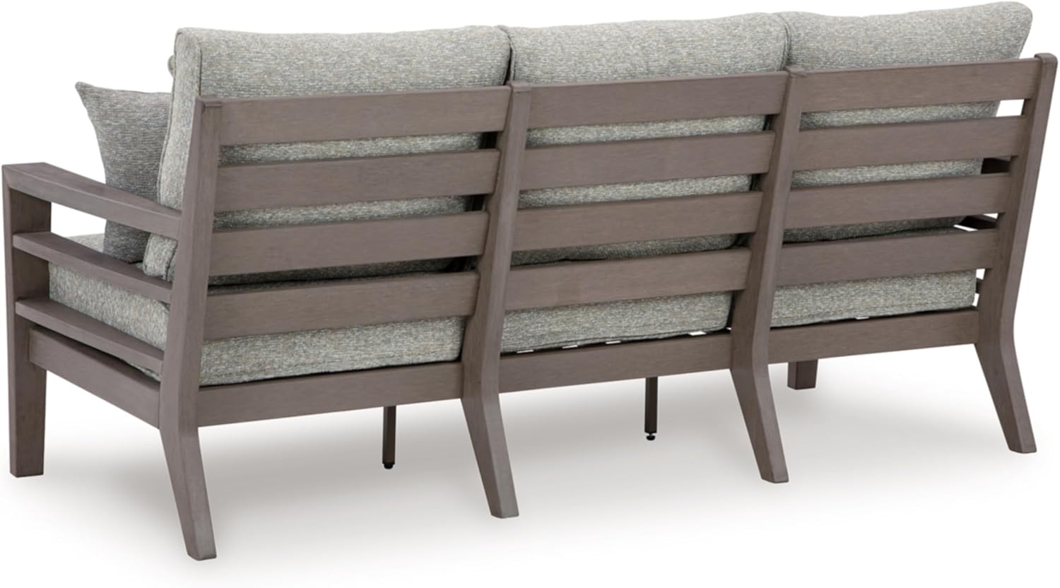 Gray Weatherwood Outdoor Sofa with Cushions and Pillows