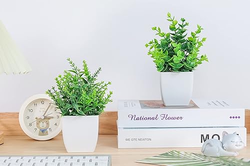 Miniatura 3 de ZJIA 2 paquetes de plantas artificiales pequeñas en macetas para decoración del hogar, dormitorio, baño, granja, cocina, interior