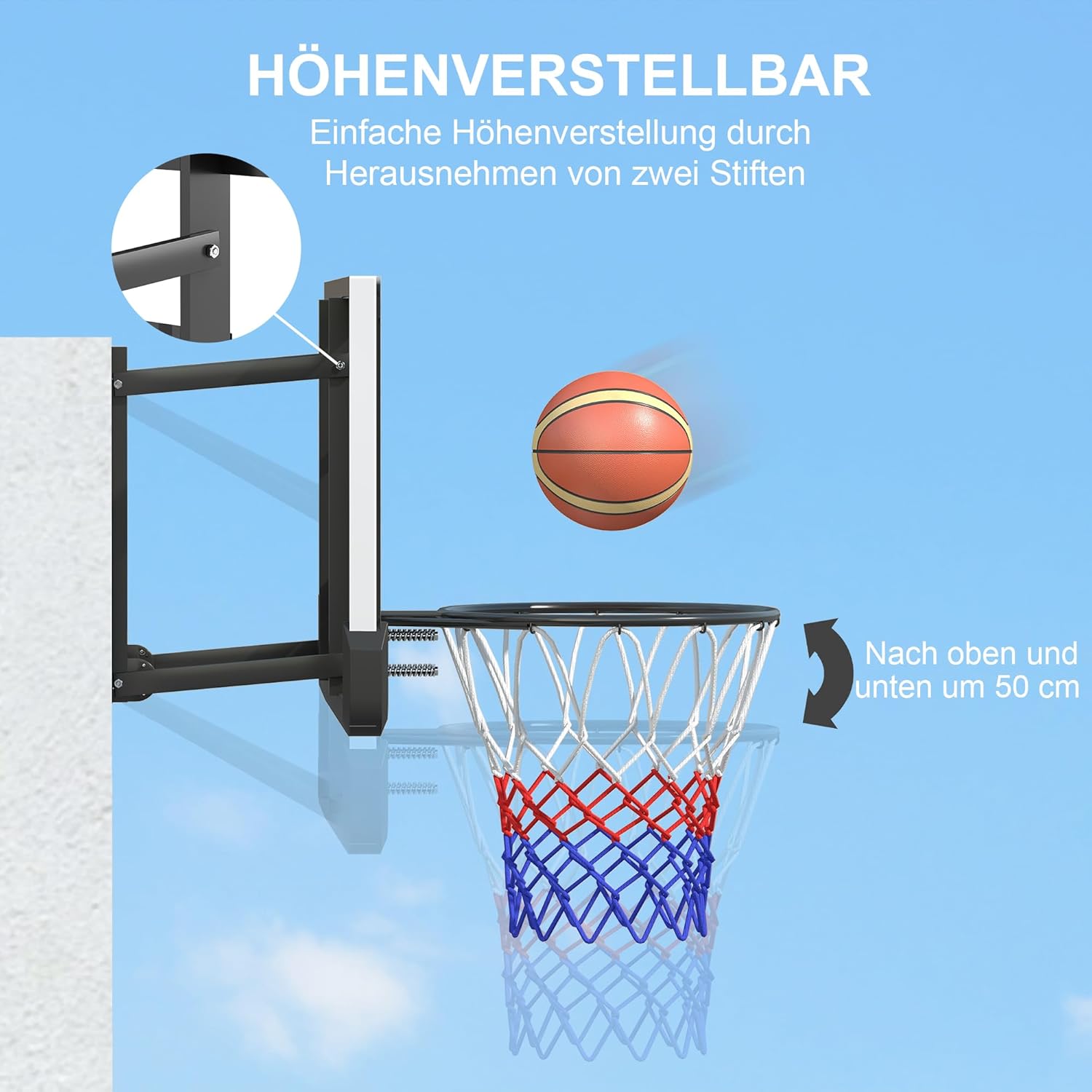 Height adjustment mechanism of the basketball hoop