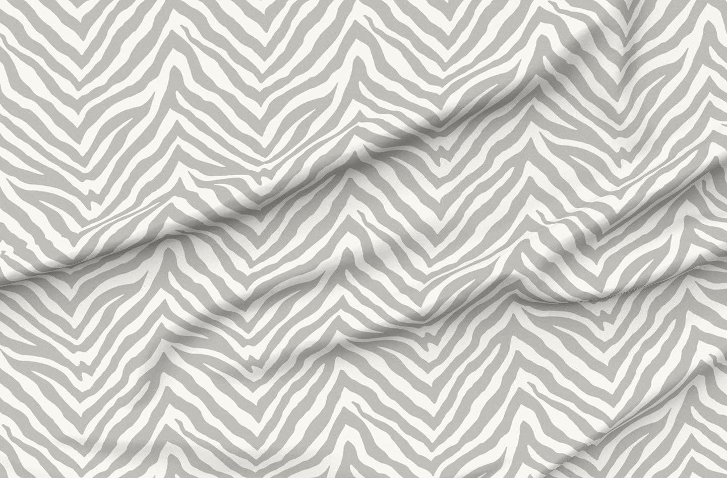 Spoonflower Fabric - Snow Zebra Gray White Printed on Organic Cotton Sateen Fabric by The Yard - Sewing Quilting Apparel Home Decor