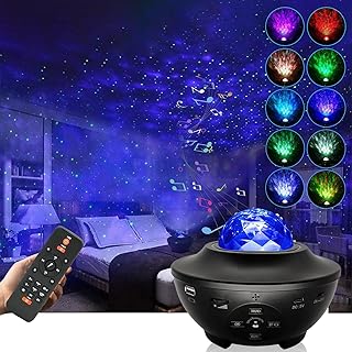 Starry Night Light Projector for Bedroom，Sky Galaxy Projector Ocean Wave Projector Light with Remote Control & Bluetooth Music Speaker, As Gifts for Birthday Party Bedroom