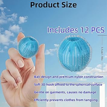 12 PCS Pet Hair Remover for Laundry & Dryer, Reusable Laundry Lint Catcher, Dog Hair Remover Tool for Clothes Bedding, Washing Machine Hair Trap, Non-Damaging Fabric Safe