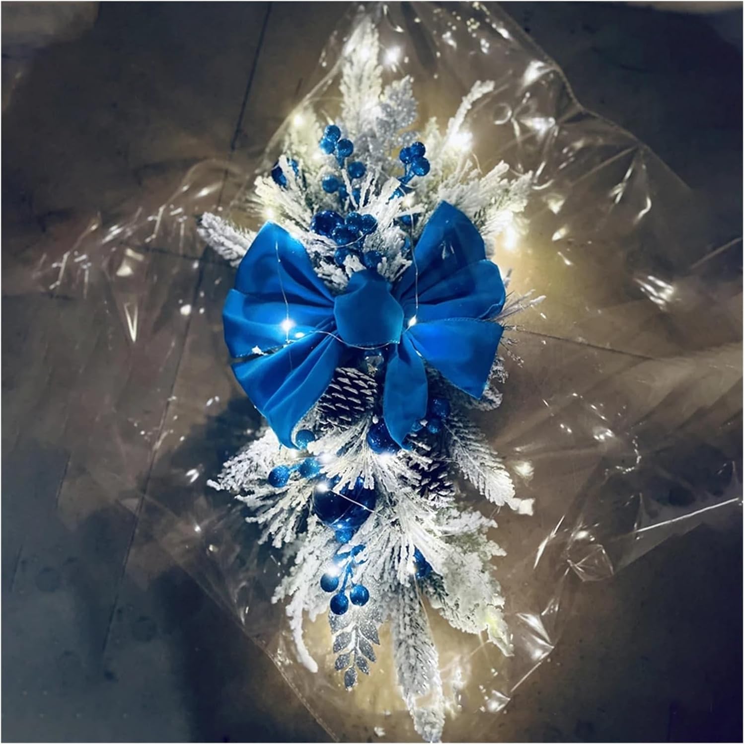 Christmas Swag Wreath Pendants Without/with Light Swag Trim Garland Home Door Window Decoration Party Supplies(C Without Light)