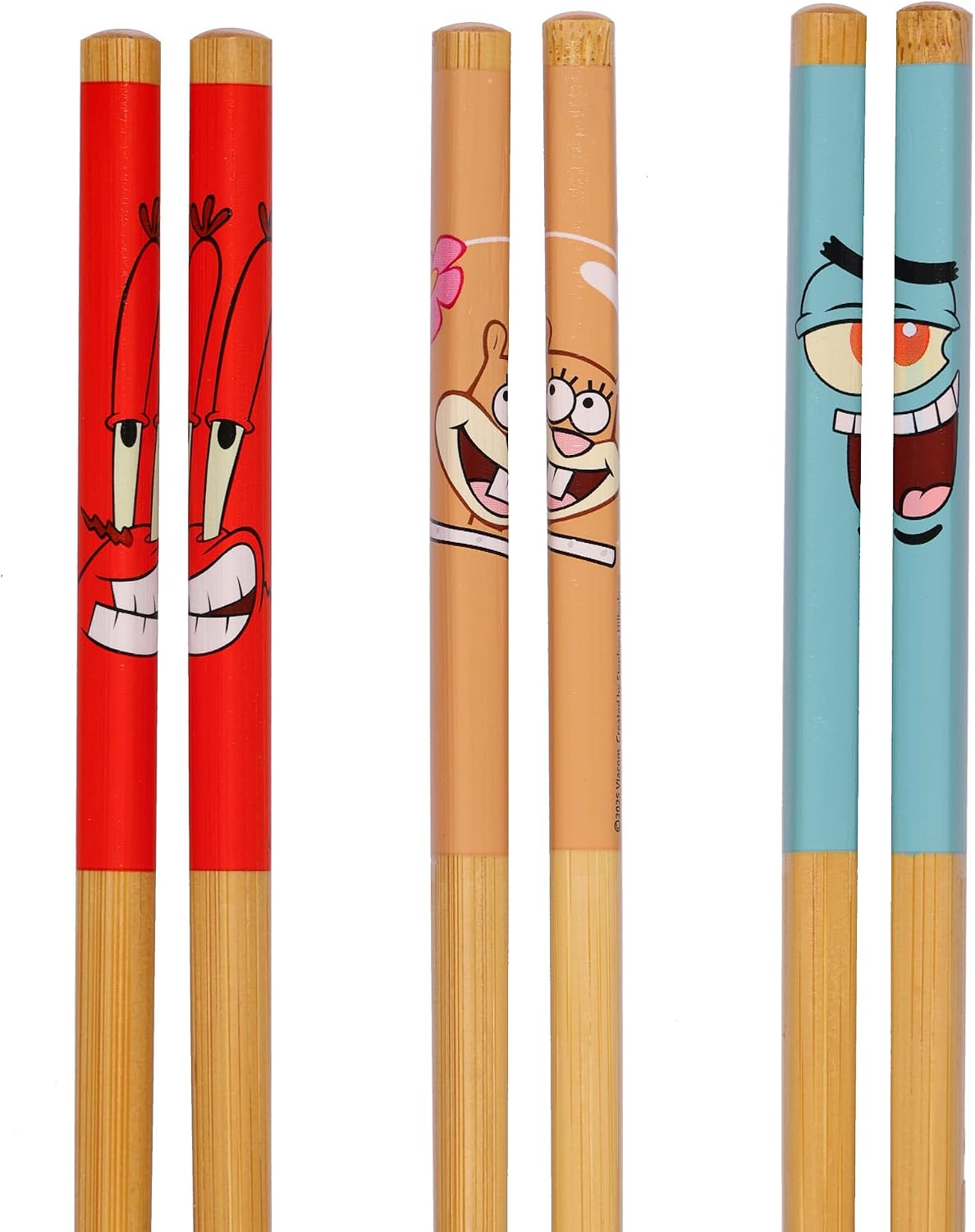 Nickelodeon SpongeBob SquarePants Chopsticks 6-Pair 9.5" Reusable Utensil Set Six Bikini Bottom Character Designs image 3