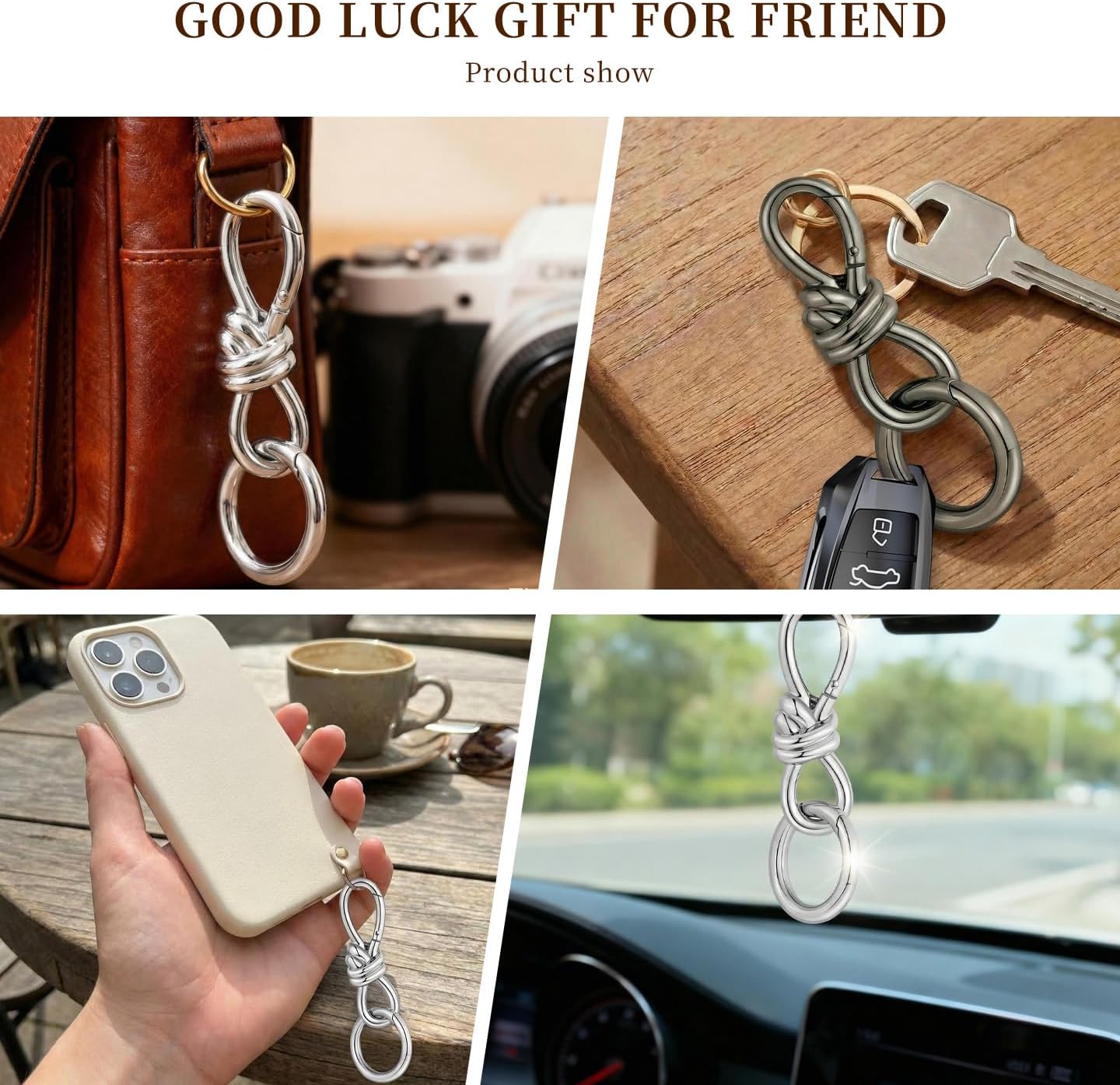 Fashion Keychain Set, Twist Knot Design with Spring Buckle, Key Organizer for Car Keys & Bags, Accessory Gift