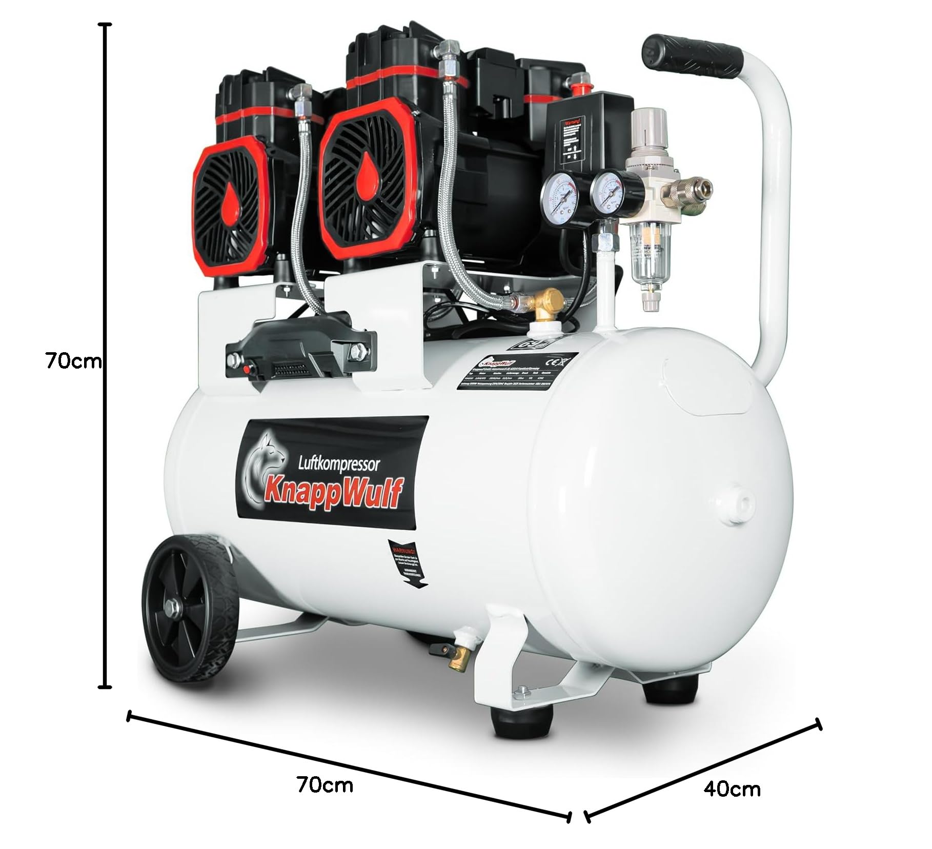 KnappWulf KW6050 Flüsterkompressor 10 Bar 50L Tank 512L/min 3000W 230V brushless Motoren Druckluftkompressor