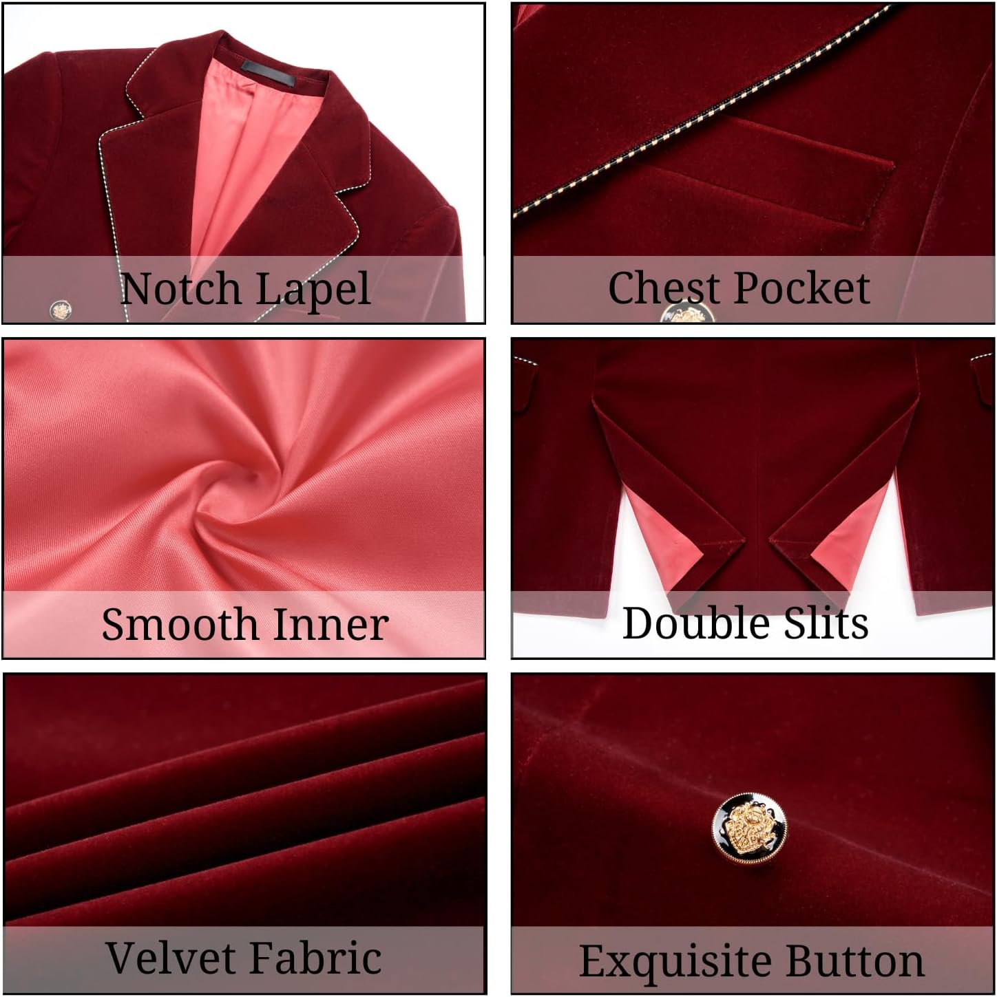UNINUKOO Double Breasted Suit Men Velvet Classic Fit Formal Dinner Party Wedding 2 Piece Business Suits for Men - Image 4