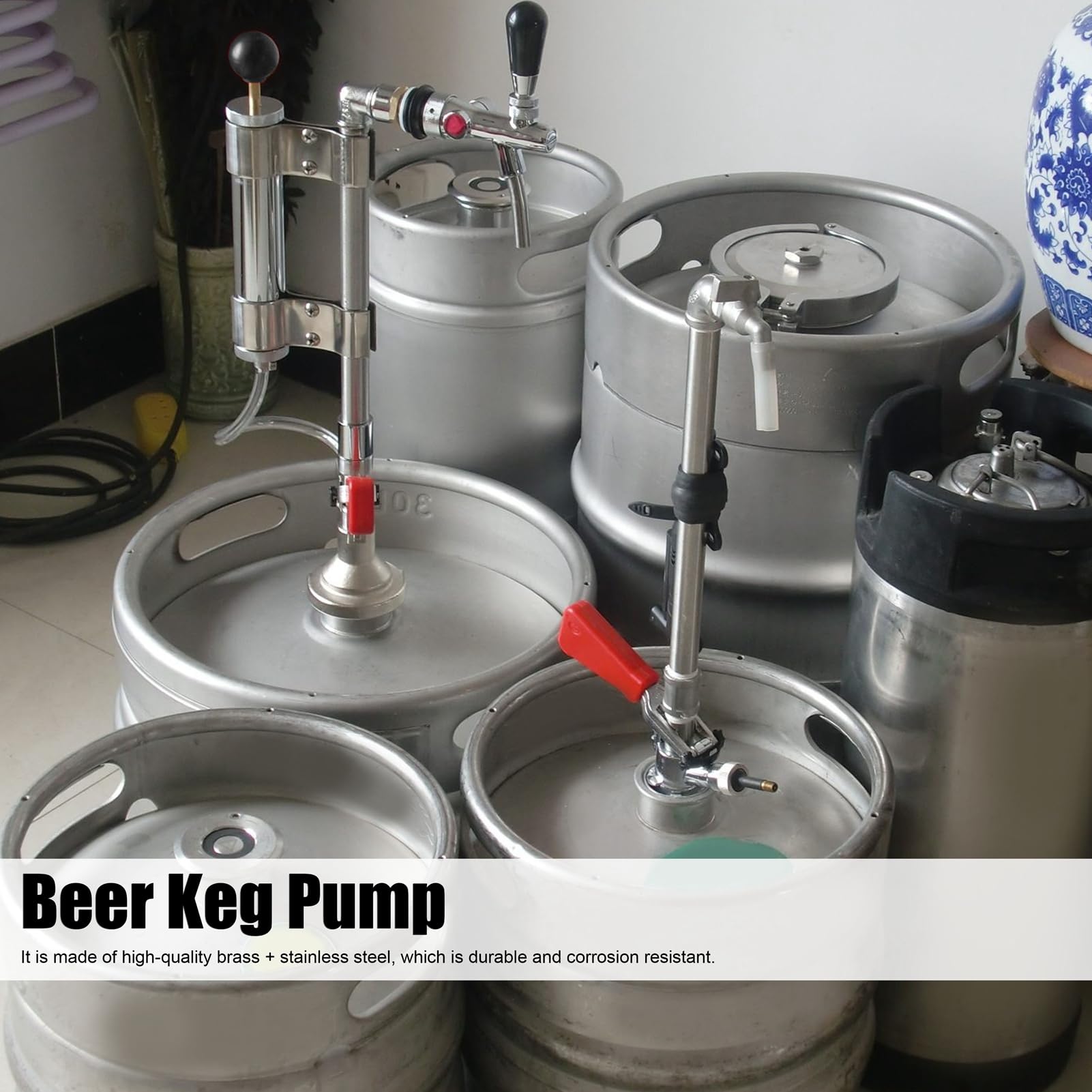 Bomba de Barril de Cerveza Grifo de Barril de Cerveza Grifo de Barril de Cerveza de Acero Inoxidable Bomba de Pary de Barril de Cerveza G5/8 Kit de Bomba de Presión de Barril de Cerveza con Dispensado