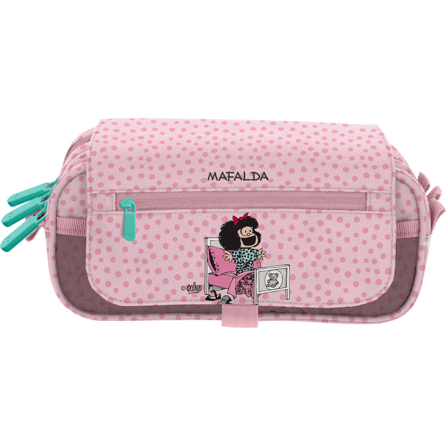 Grafoplás | Estuche Tres Compartimentos | Mafalda Morning | con Solapa de Cierre | Horario Semanal Personalizable | 23x10x10cm | Gran Capacidad | Tira Carrito Material Escolar