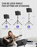 Donner Support de partition avec lumière, DMS-1 Porte-monnaie en métal Ipad Music Stand, Tabletop Music Book Stand pour Guitare, Ukulele, Joueurs de violon