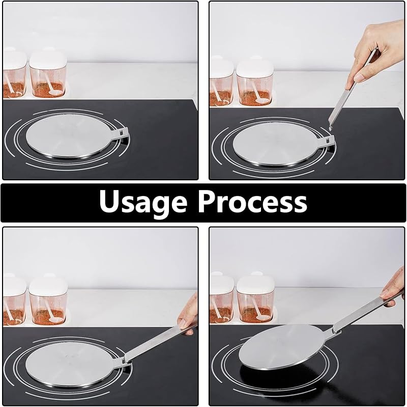 Placă adaptoare pentru plită cu inducție WOPPLXY, diametru 24 cm, cu mâner detașabil din oțel inoxidabil, pentru plite cu inducție