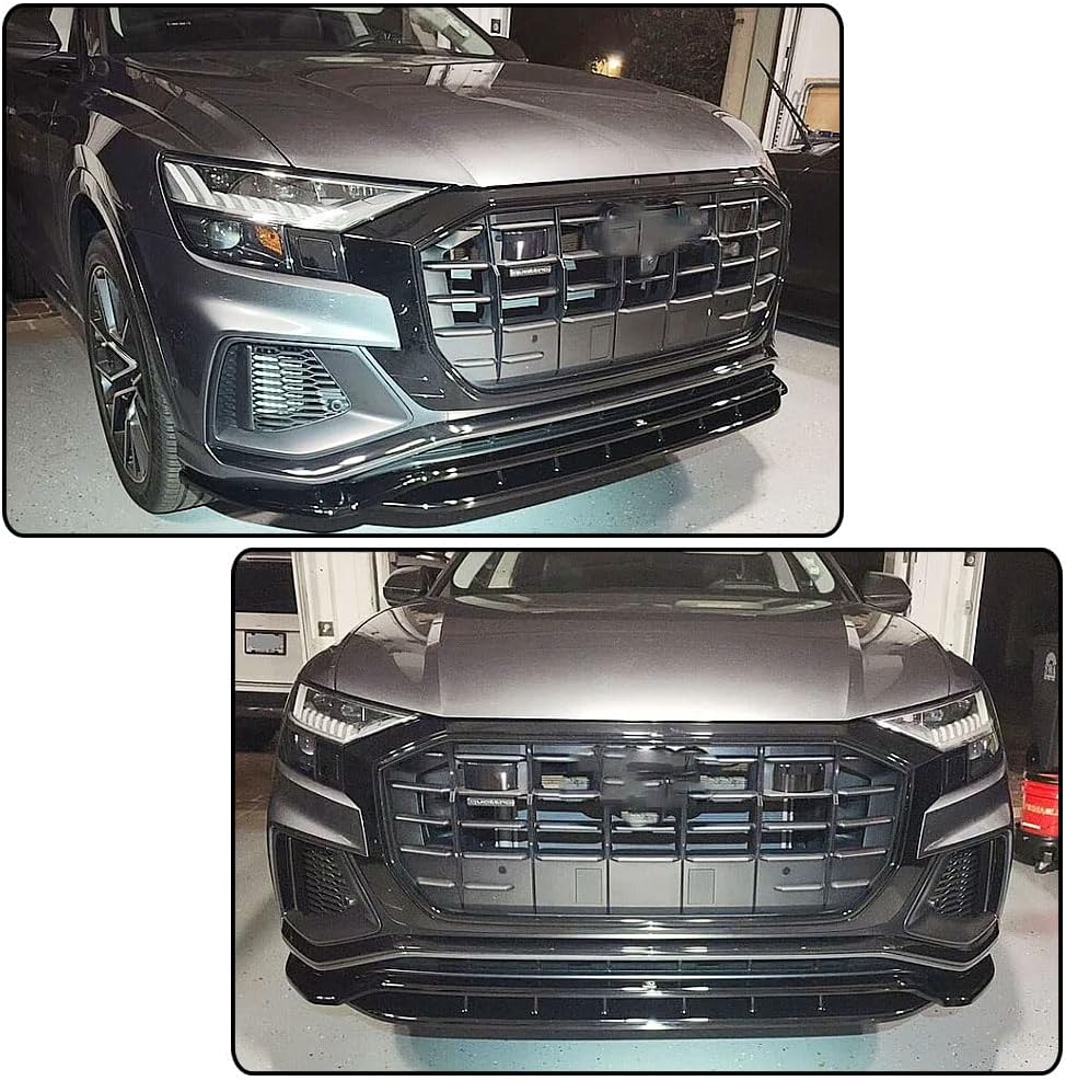 Q8 Gloss Black Front Lip Compatible with Audi Q8 S Line Sport Utility 4-Door 2019-2023 ABS Front Bumper Lip Chin Spoiler Splitter Protector Factory Outlet