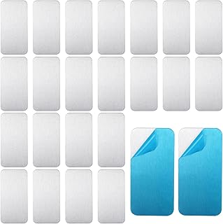 24 Pcs Adhesive Metal Plates for Magnetic Mounts, 2.36x1.18in Rectangular Metal Sheets for Magnets with Adhesive Backing Fits for Magnets on Non-Steel Vents & DIY Creative Projects