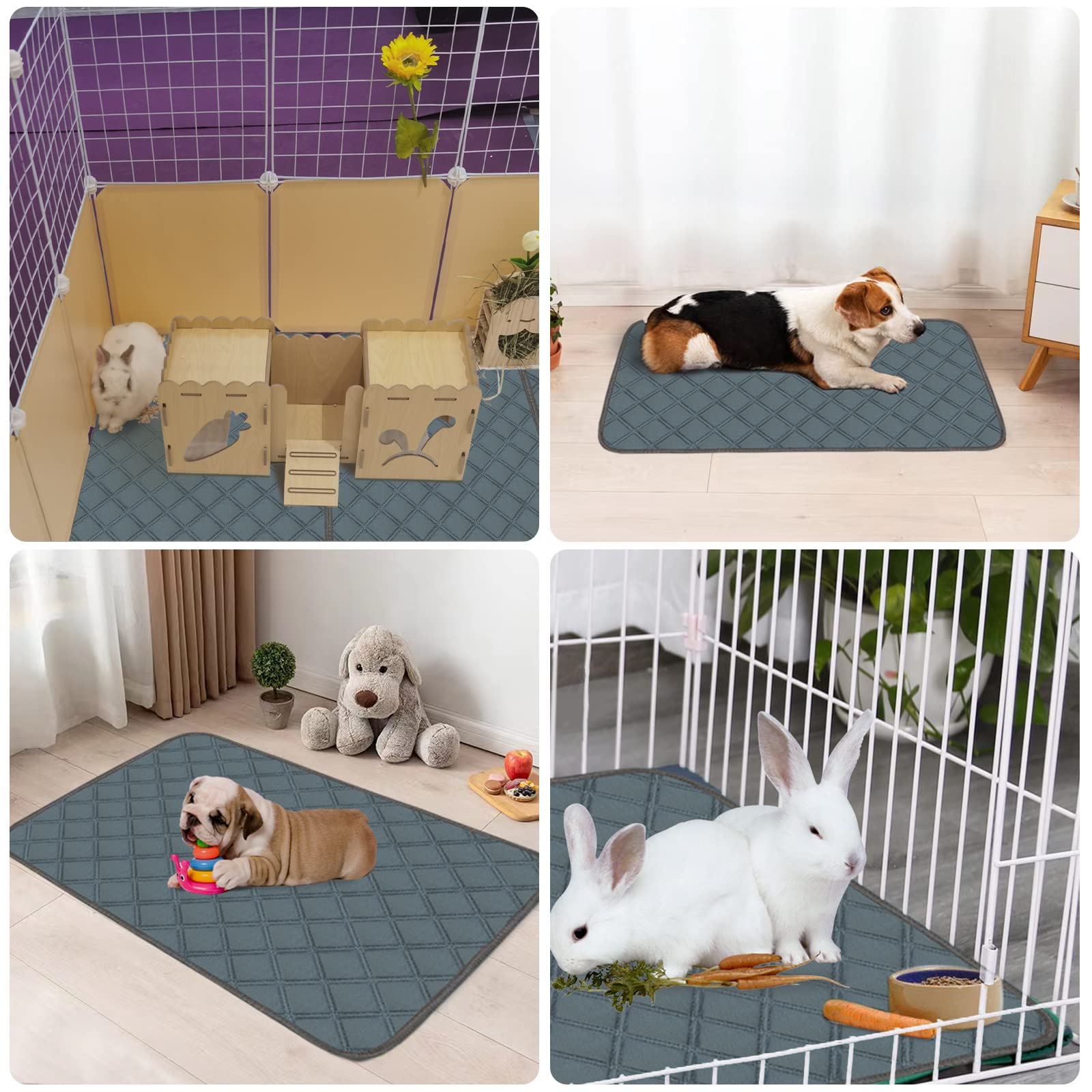 2 Stück Meerschweinchenkäfig-Einlagen für C&C 2 x 3 Habitat waschbar Meerschweinchen-Bettwäsche super saugfähig | wasserdicht | rutschfest | wiederverwendbare Meerschweinchen-Pinis-Pads für