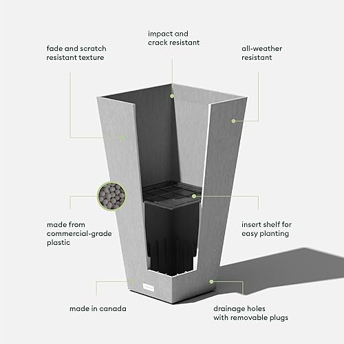Miniatura 3 de Veradek Maceta cónica de resina V para interiorexterior (26 pulgadas, gris)