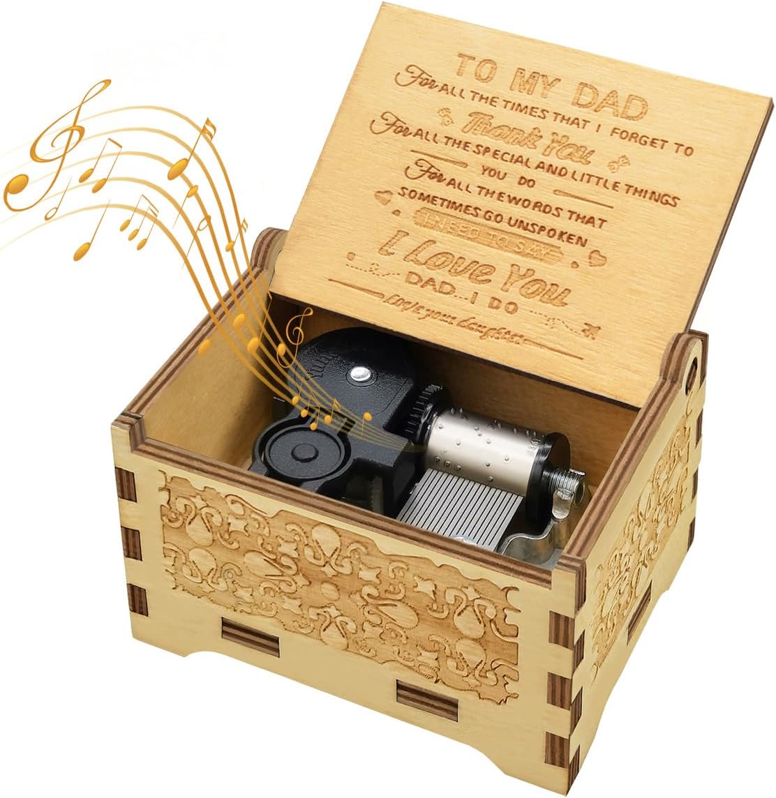 Engraved Hand Crank Wood Music Box U R My Sunshine Gift for Daughter from Dad