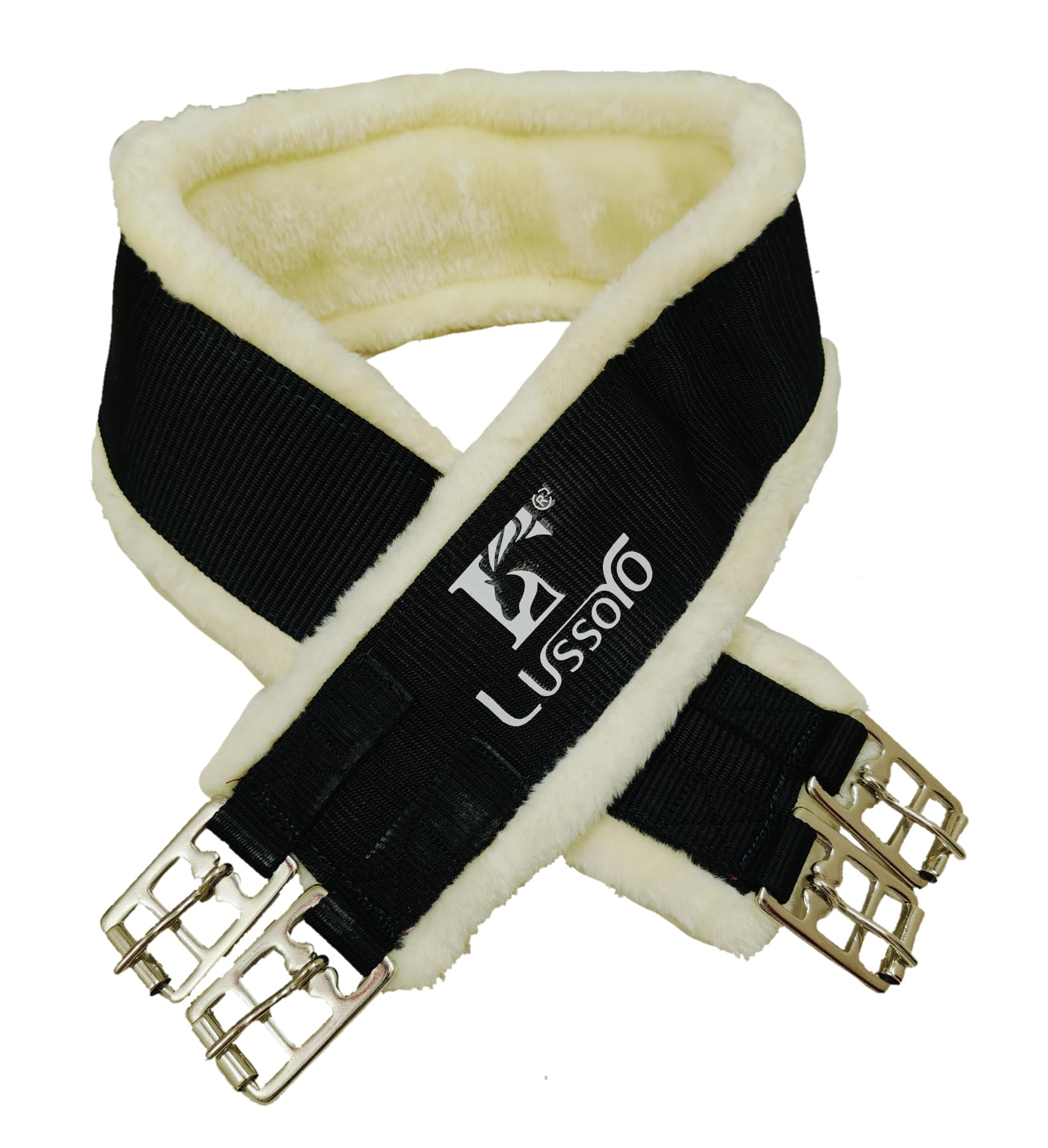 Lussoro English Girth for Horse English Girth with Fleece Lightweight Horse Girth for English Saddle Size 42