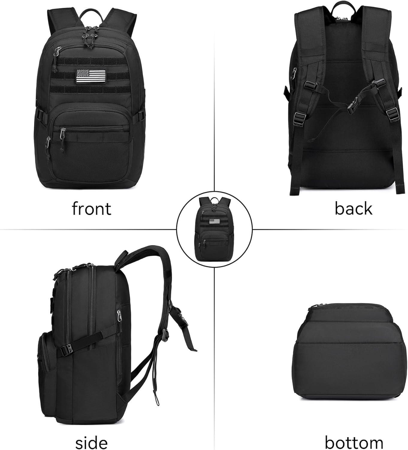 Military Tactical Backpack for Men Army 3 Days Assault Pack Bag with Molle System for Outdoor Adventures (Black, 25L) - Image 7