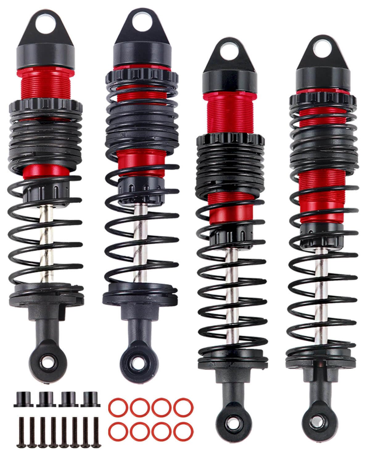 hopsupRC Full Aluminum Big Bore RC Shocks Absorber Damper Upgrades Part for 1/10 Slash/Stampede/Rustler/Bandit VXL 4X4 2WD,Front Rear Assembled Full Metal Shocks,4PCS Red