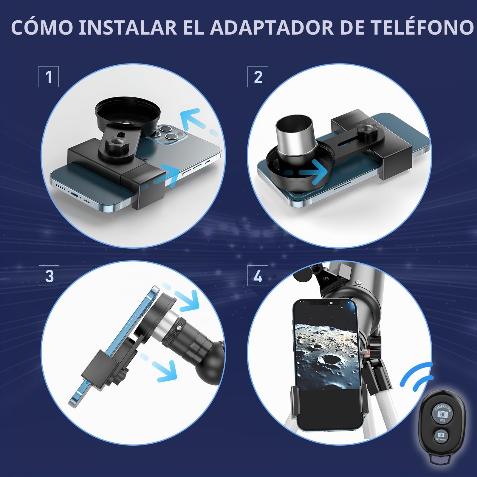 Telescopio Astronómico Adultos, Niños y Principiantes, 800/80mm HD Telescopio de Alta Ampliación Alcance de Viaje con Trípode, Portátil Equipado con Mochila y Adaptador de Teléfono y Control (80080)